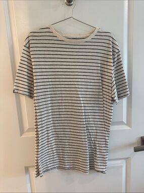 Zine Clothing White & Black Striped oversized Tee